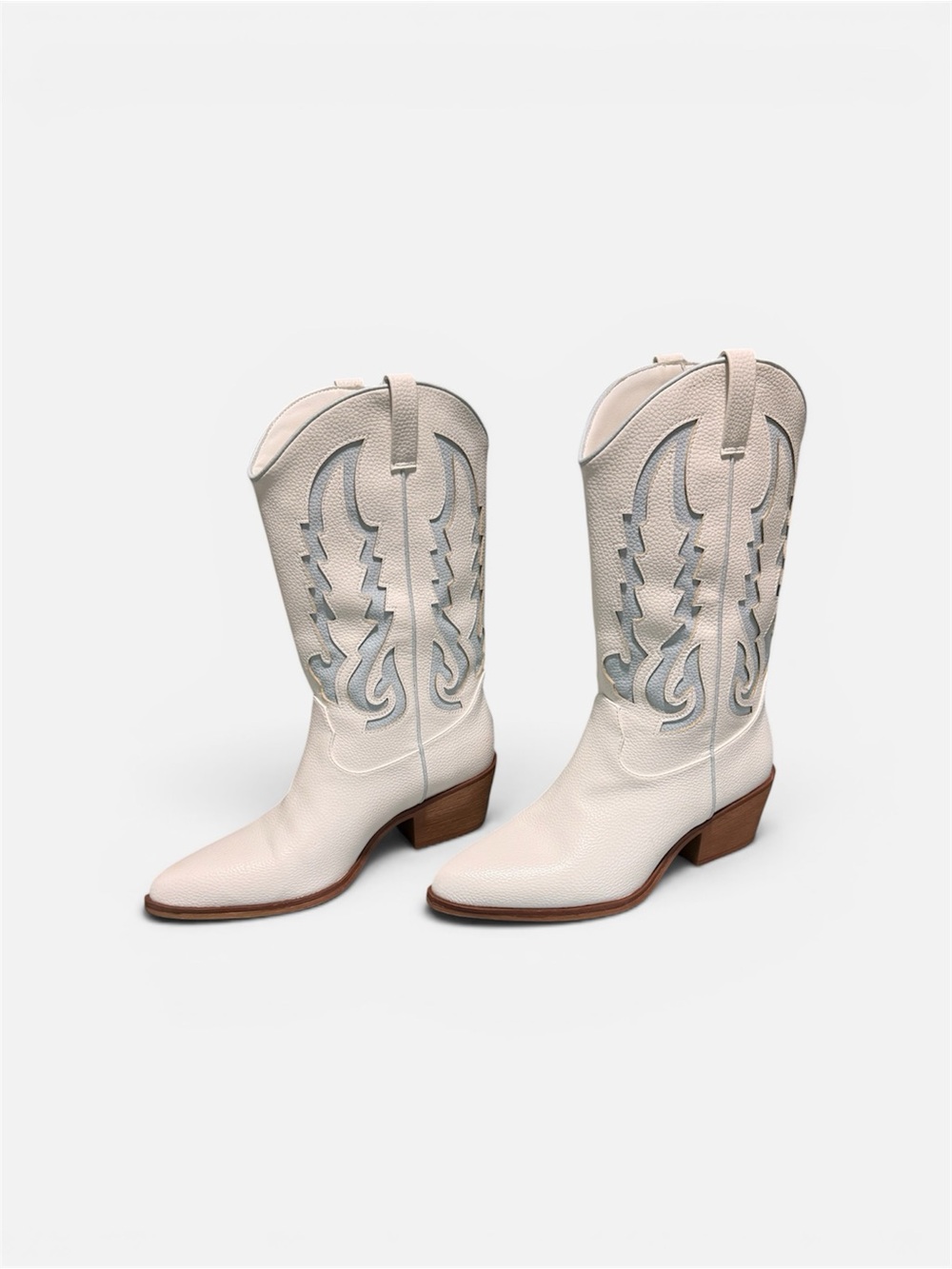 Altar’d State White Western Cowboy Boots with Blue Stitching